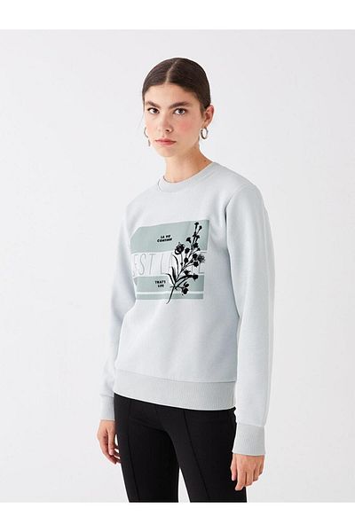 LC Waikiki Γυναικείο μακρυμάνικο φούτερ με στάμπα LCW Vision Crew Neck