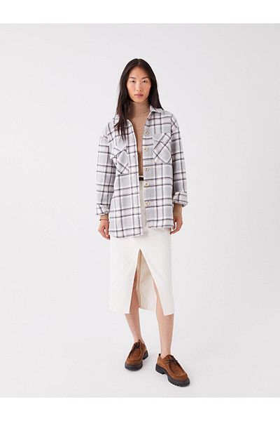 LC Waikiki LCW Vision καρό μακρυμάνικο oversize γυναικείο πουκάμισο