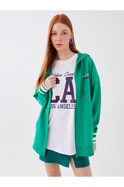 LC Waikiki LCW Vision Hooded Printed Long Sleeve Women's Sports Cardigan