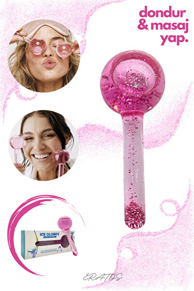 ERATOS Ice Globes Cam Buz Küresi - Parlak ve Canlı Bir Cilt İçin Soğuk Terapi-Pembe