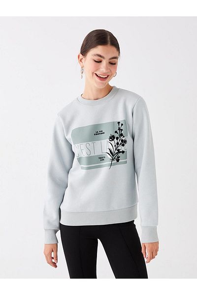 LC Waikiki Γυναικείο μακρυμάνικο φούτερ με στάμπα LCW Vision Crew Neck