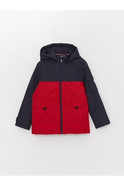 LC Waikiki SOUTHBLUE Hooded Color Block Boy's Raincoat