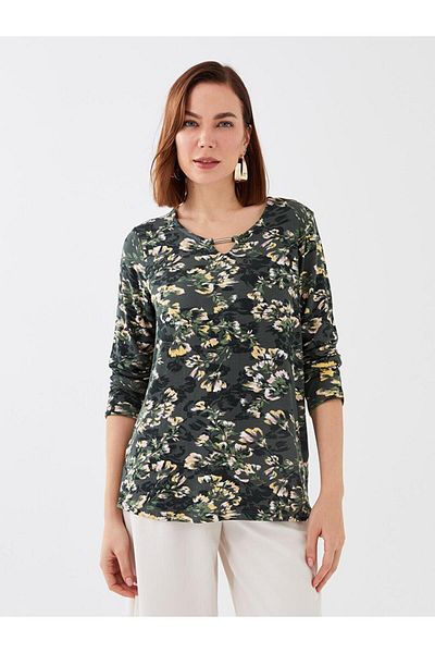 LC Waikiki LCW Grace Crew Neck Floral Long Sleeve Women's T-Shirt