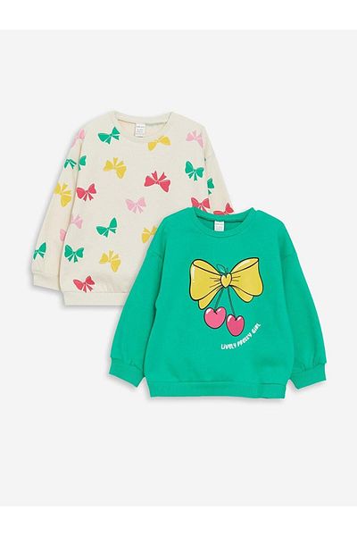 LC Waikiki LCW baby Crew Neck Printed Baby Girl Sweatshirt 2-Piece