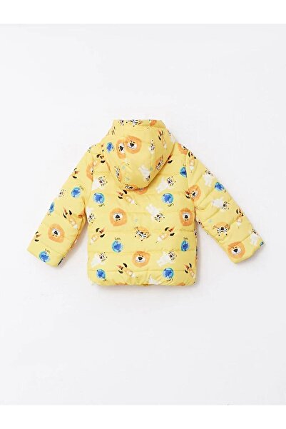 LC Waikiki Baby Kapüşonlu Uzun Kollu Baskılı Erkek Bebek Mont