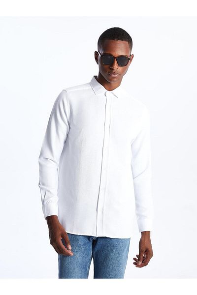 LC Waikiki Cămașă LCW Vision Slim Fit pentru bărbați - mânecă lungă și Dobby