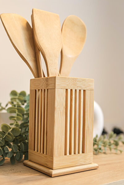 Homeland Bamboo 5 Piece Stand Spoon Set