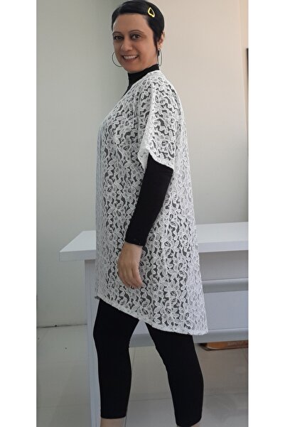 Mertcan Butik Bat Sleeve White Lace Vest