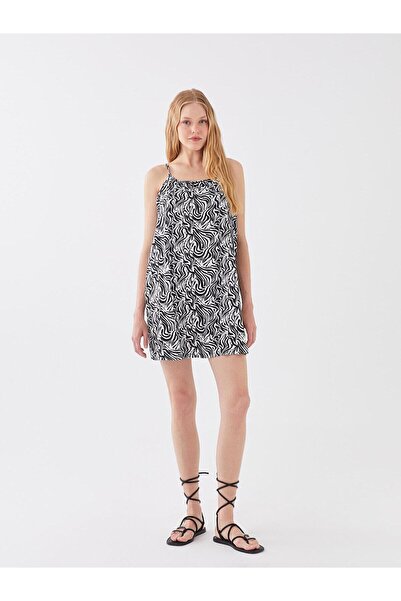 LC Waikiki Lcw Dream Women's U Neck Patterned Strap Beach Dress