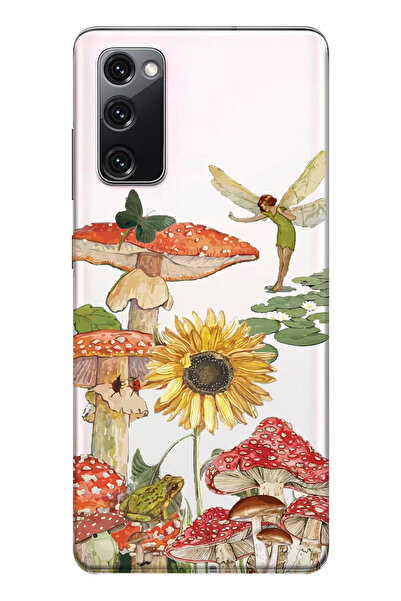 SUPER FRAME Samsung Galaxy S20 FE Uyumlu Mantar Tasarımlı Şeffaf Telefon Kılıfı