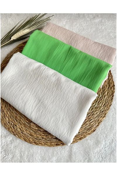 feronis Hijab Women's Cotton Jazz Shawl Model Set of 3 _ Stone > Green > White