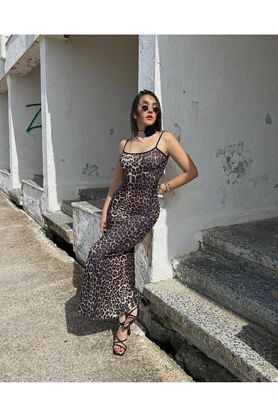 Ekim Store Φόρεμα Leopard Print Maxi Strap