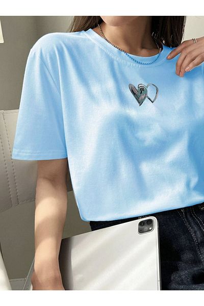 Boi Μπλουζάκι με μοτίβο καρδιάς Vintage στυλ Oversize - Two Heart One Piece Minimal Print