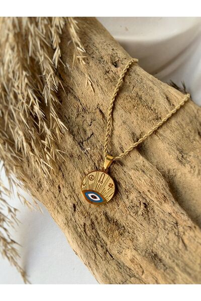 Atölye Merdiven قلادة من الفولاذ المقاوم للصدأ سعة 316 لتر - تعويذة الحظ والعين الشريرة