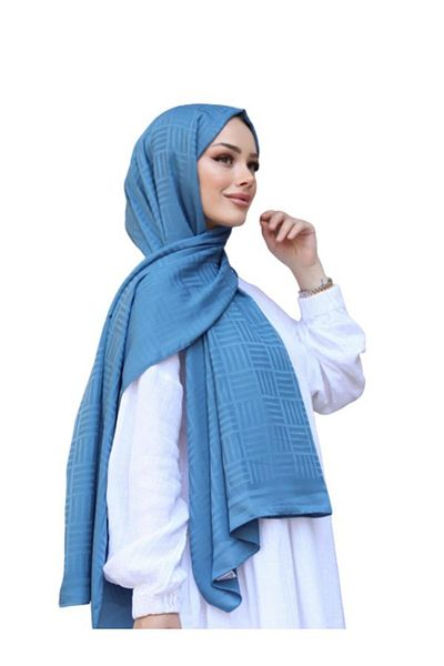 ŞahTan Cotton Jacquard Cyprus Patterned Shawl - Petrol Color