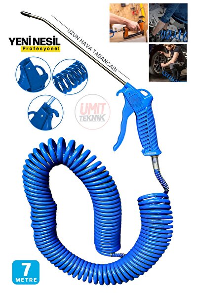 PROXTECH Uzun 7 Metre Hava Tabancası Yeni Nesil  Spiral Hava Hortumu Kompresör Hava Tabancası Set-7 METRE