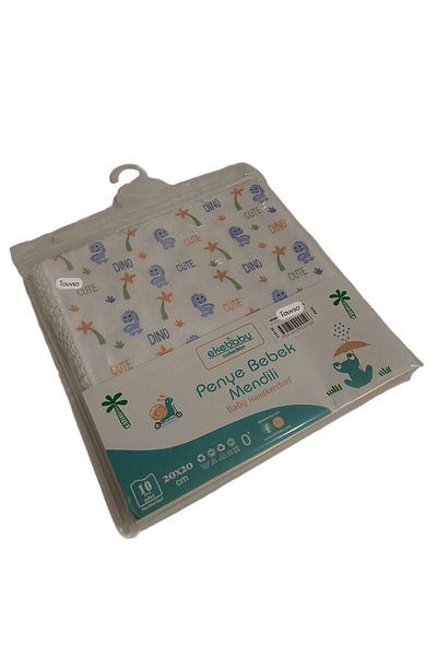 Ekebaby Eke Baby Patterned 100% Cotton Luxury Combed Cotton 10-Piece Wipes Newborn Mouth and Back Sweat Cloth