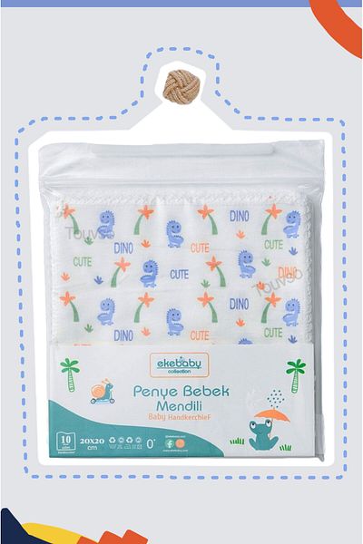Ekebaby Eke Baby Patterned 100% Cotton Luxury Combed Cotton 10-Piece Wipes Newborn Mouth and Back Sweat Cloth