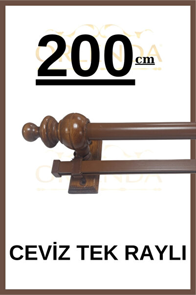 Orlenda Umeraș pentru perdea rustică - șină simplă, cap din lemn, perdea rustică din țeavă de aluminiu