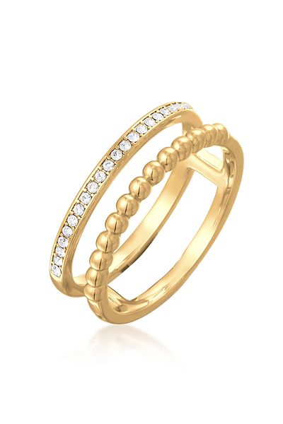 ELLI 2-reihiger Kristall Farbe Silber Damen Ring