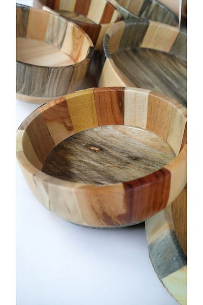 oliwashop 7 Piece Wooden Snack Bowl - Naturist Bambucum