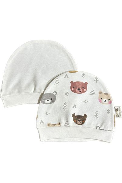 PATSAN Organic Cotton 2-Piece Combed Cotton Baby Hat Beanie Set Bears