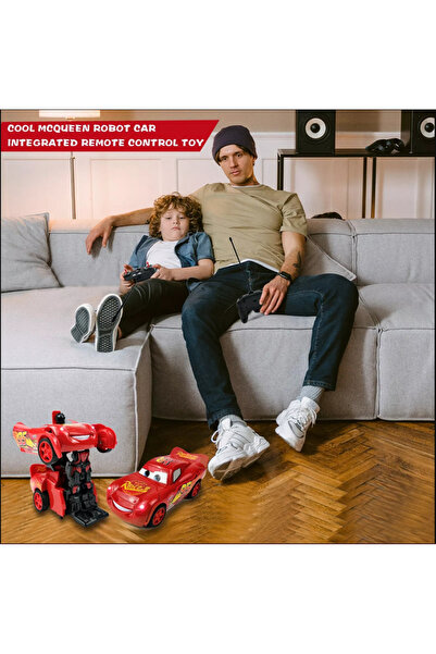 OMZ Robota Dönüşen Şimşek Mcqueen Uzaktan Kumandalı Şarjlı Araba Kız Cocuk Er...