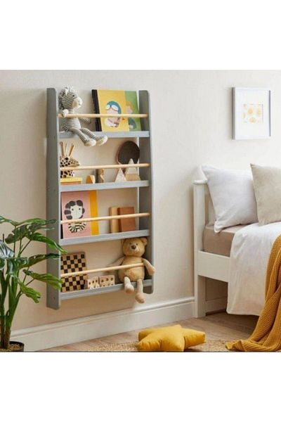 Ahsel Ahşap Montessori Çocuk Odası Mobilyası Montessori Children's Room Kindergarten Nursery Room Effectiveness Room Wall Shelf, Montessori Wall Bookcase