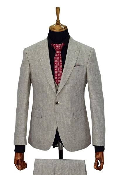 NOTRA Μπεζ ανδρικό κοστούμι - Regular Fit BGL-ST03823
