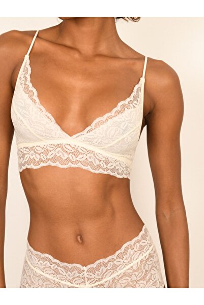 BICCA Whitney Series Laceless Underwire Triangle Bralet Comfortable Floral Lace Detailed Bra Ecru