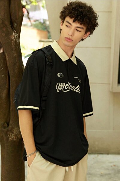 SELF CONTROL SC Motivation - تصميم عصري كبير الحجم بياقة بولو