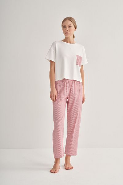 COLORDS Women's Pocket Detail Striped Long Pajama Set
