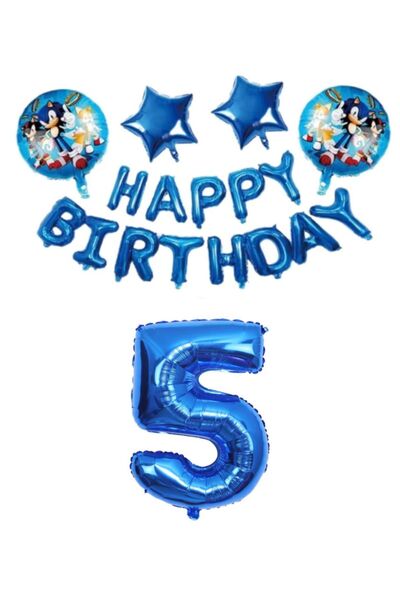 MFM Σετ μπαλονιών 5 ετών Sonic Happy Birthday Luxury 100 cm Foil