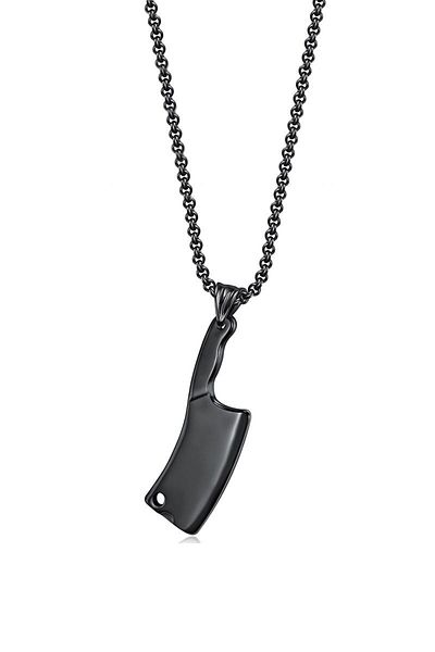 Chavin Men's Steel Necklace - Black Line Figure, Dp51sy