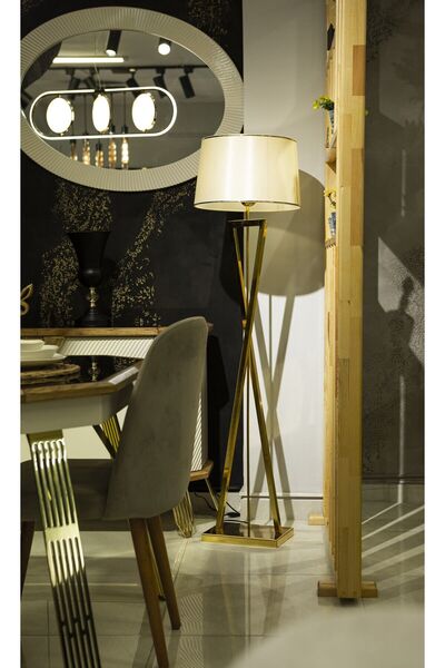 avizade SOFİA Gold Kaplamalı Şapkalı Ayaklı Lambader