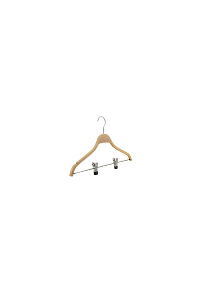 NYN Wooden Hanger Latched Trouser Skirt Hanger Natural Color 6 Pieces