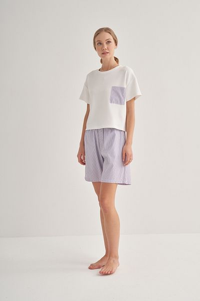 COLORDS Women's Pocket Detail Striped Shorts Pajama Set