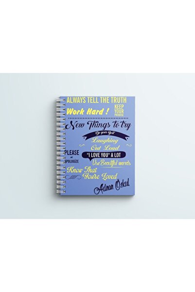 Mervenin Hayal Evi Kişiye Özel Sıkı Dur Ingilizce Mavi Desenli Defter Pvc Kap...