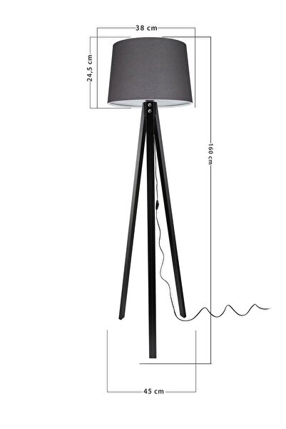 Modelight Deko Lambader Siyah Ayak / Füme Şapka