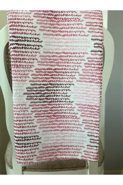 %100 Pamuk Yaprak Desenli Çift Kişilik Pike (Pembe)