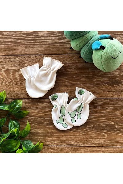 PATSAN Colorful Stroller Organic Cotton 2-Piece Gloves Cactus