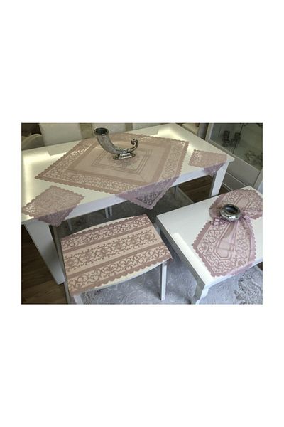 WENESSİ Set de lounge cu model panou tricotat (6 bucăți) (pulbere)