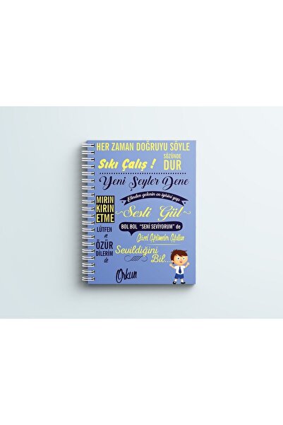 Mervenin Hayal Evi Kişiye Özel Sıkı Dur Türkçe Mavi Desenli Defter Pvc Kapak ...