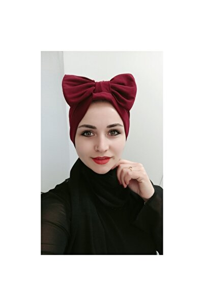 BAV Butik Ayvitrin حجاب نسائي بفيونكة مزدوجة الجوانب باللون العنابي