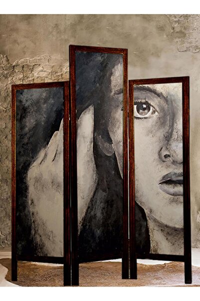 Modacanvas Masif Ahşap Kumas Asimetrik Paravan