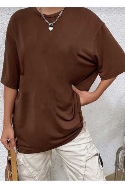 KOZİA OUTDOORS Unisex Oversize Καφέ Μπλουζάκι - Vengeance Χωρίς Στάμπα