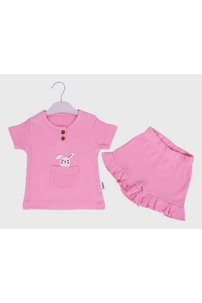 Babito Baby Girl's Double Combed Cotton Baby Set - Rabbit Detailed