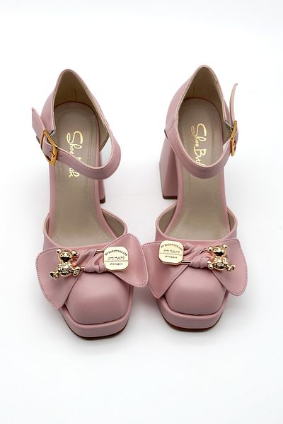 Shoebutik Pantofi Damă Platform Sky Powder Piele - Cataramă Ursuleț