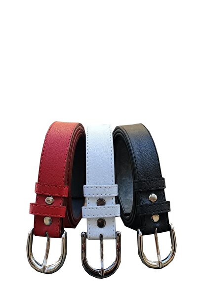 Kemer Dünyası طقم حزام كلاسيكي سادة 3 قطع 3 سم