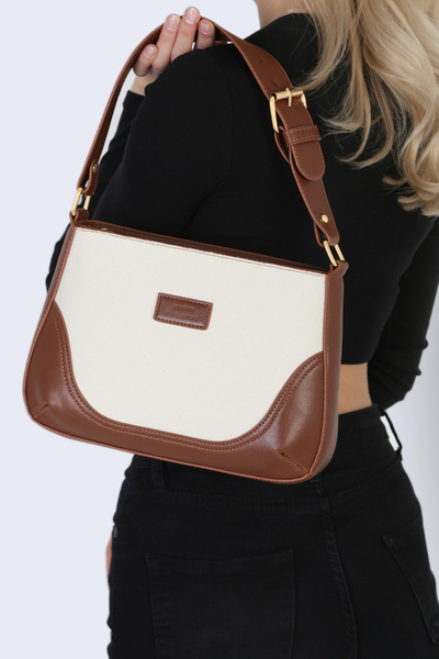 Housebags Brown Soft Cream Bag with Adjustable Shoulder Strap